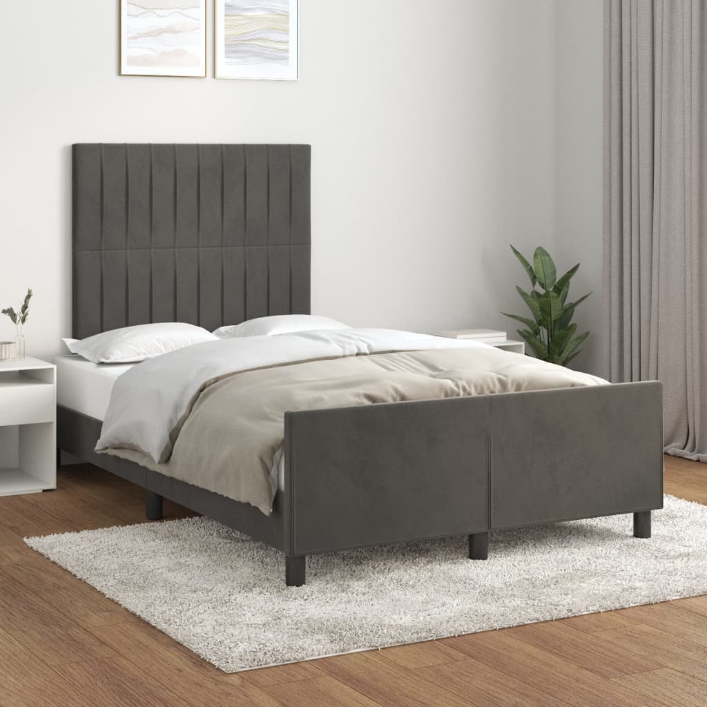Bedframe zonder matras 120x200 cm fluweel donkergrijs is nu te koop bij PeponiXL, paradijselijk wonen!