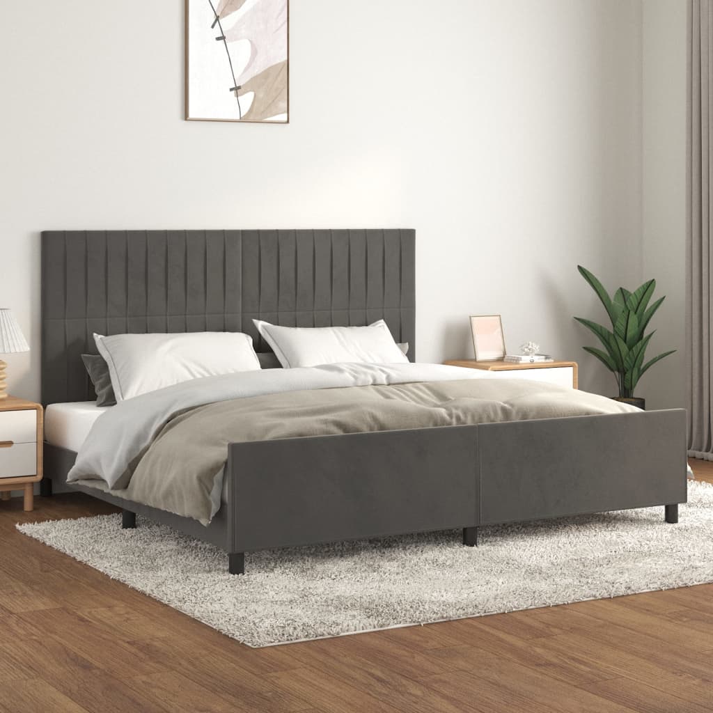 Bedframe zonder matras 200x200 cm fluweel donkergrijs is nu te koop bij PeponiXL, paradijselijk wonen!
