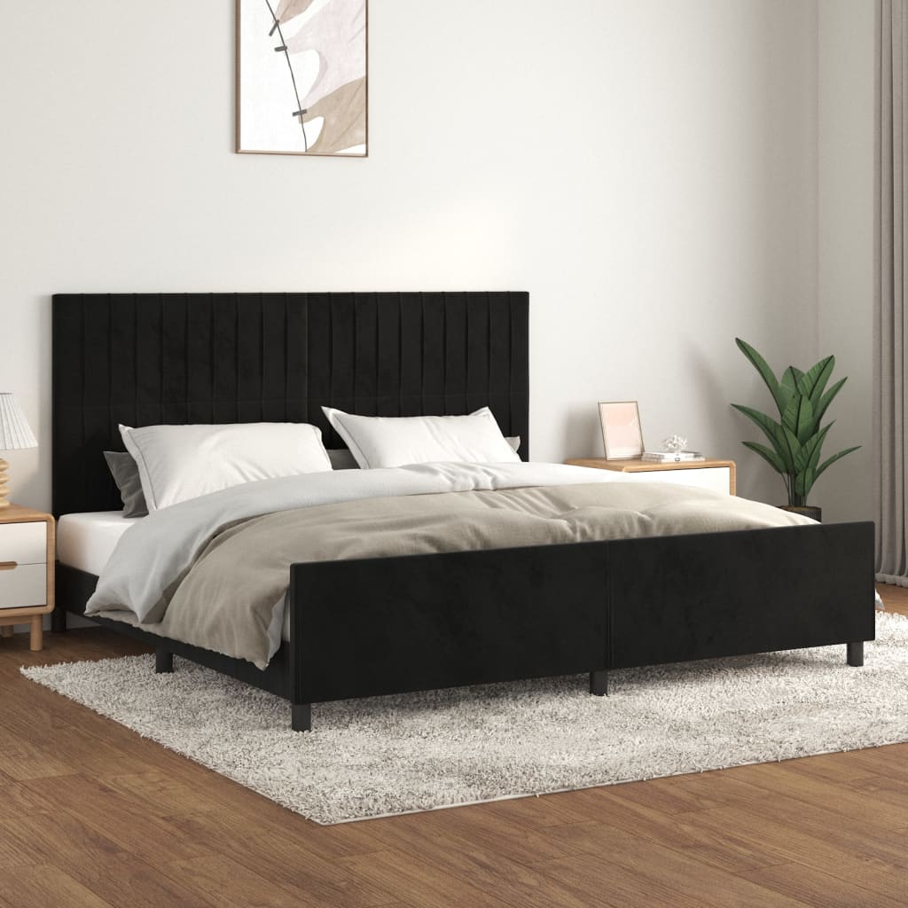 Bedframe zonder matras 200x200 cm fluweel zwart is nu te koop bij PeponiXL, paradijselijk wonen!