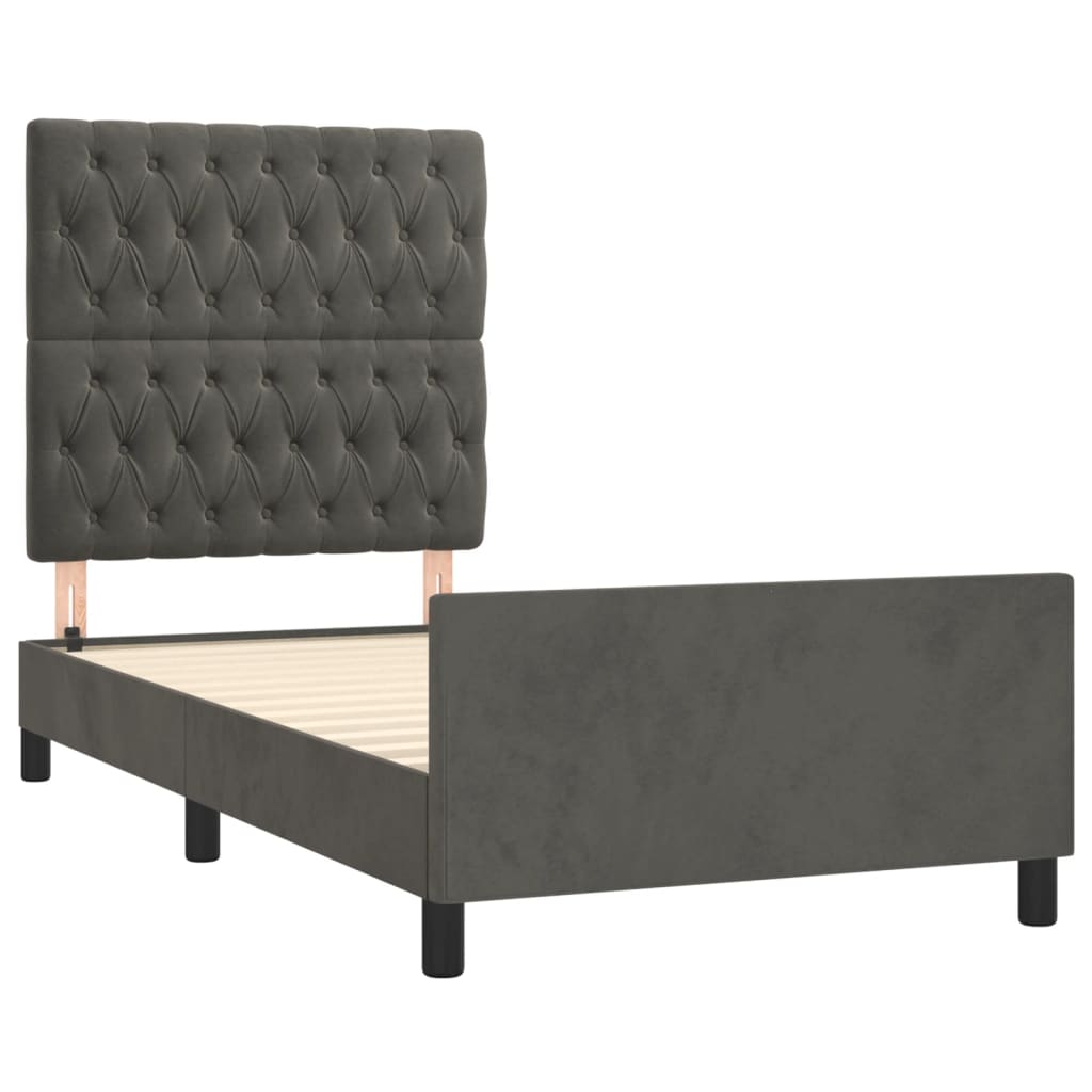 Bedframe zonder matras 100x200 cm fluweel donkergrijs is nu te koop bij PeponiXL, paradijselijk wonen!