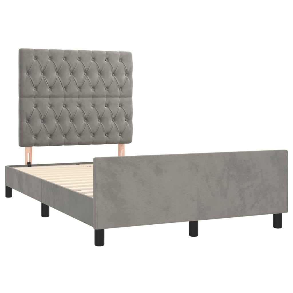 Bedframe zonder matras 120x200 cm fluweel lichtgrijs is nu te koop bij PeponiXL, paradijselijk wonen!