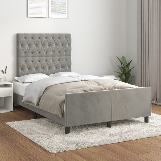 Bedframe zonder matras 120x200 cm fluweel lichtgrijs is nu te koop bij PeponiXL, paradijselijk wonen!