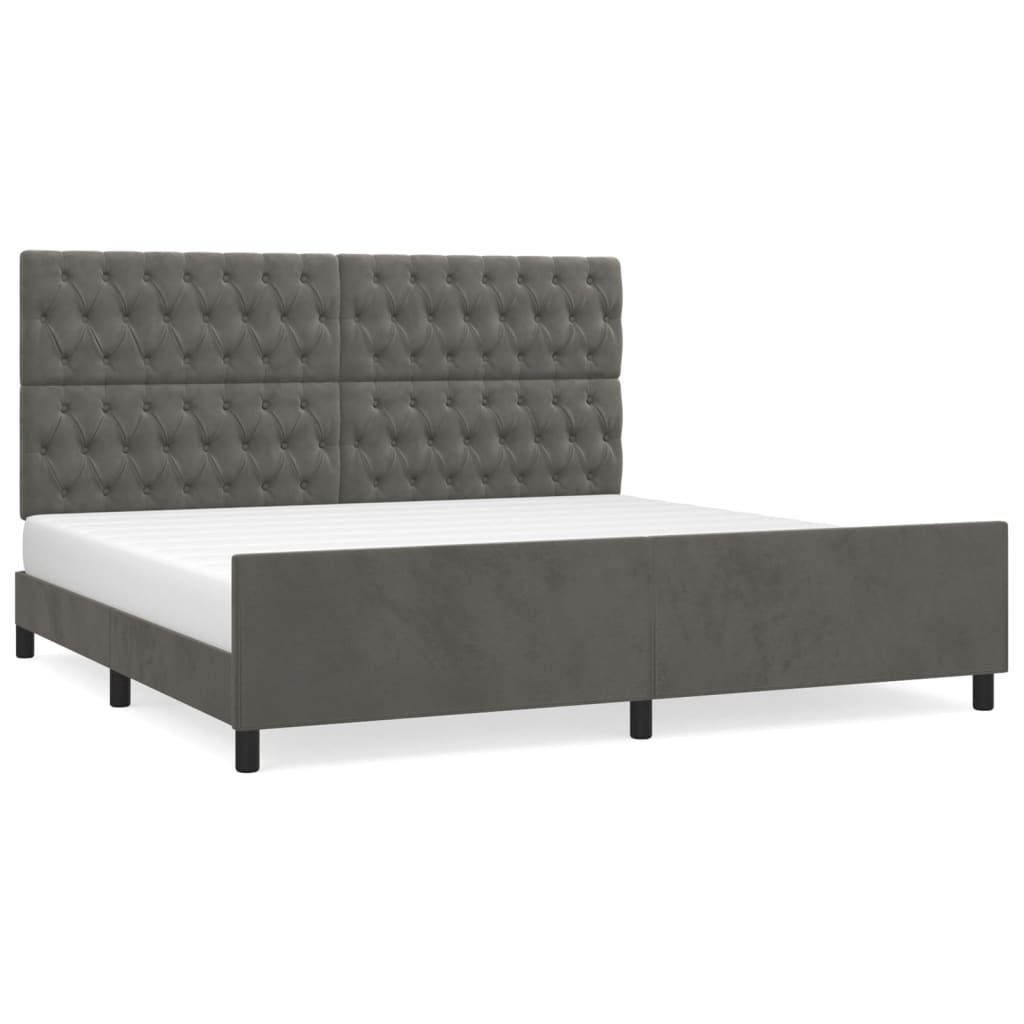 Bedframe zonder matras 200x200 cm fluweel donkergrijs is nu te koop bij PeponiXL, paradijselijk wonen!