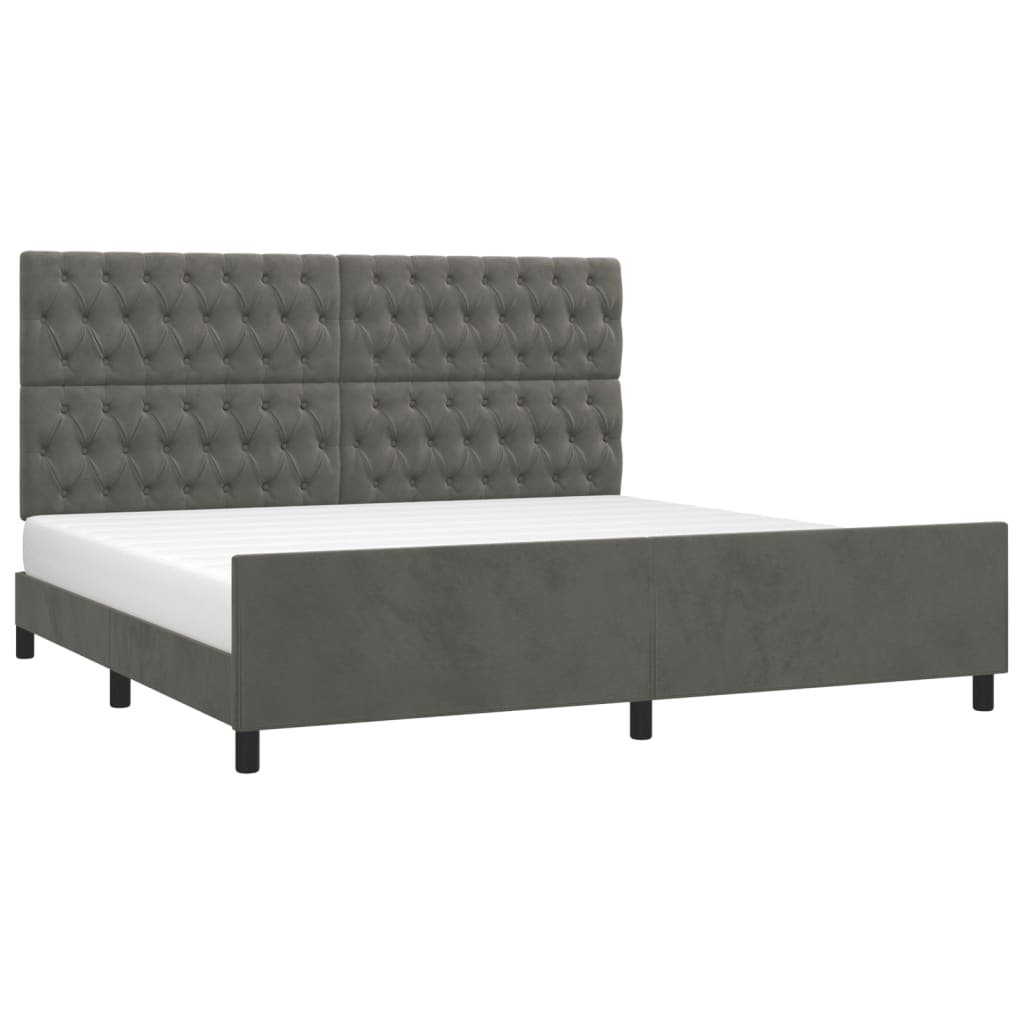 Bedframe zonder matras 200x200 cm fluweel donkergrijs is nu te koop bij PeponiXL, paradijselijk wonen!