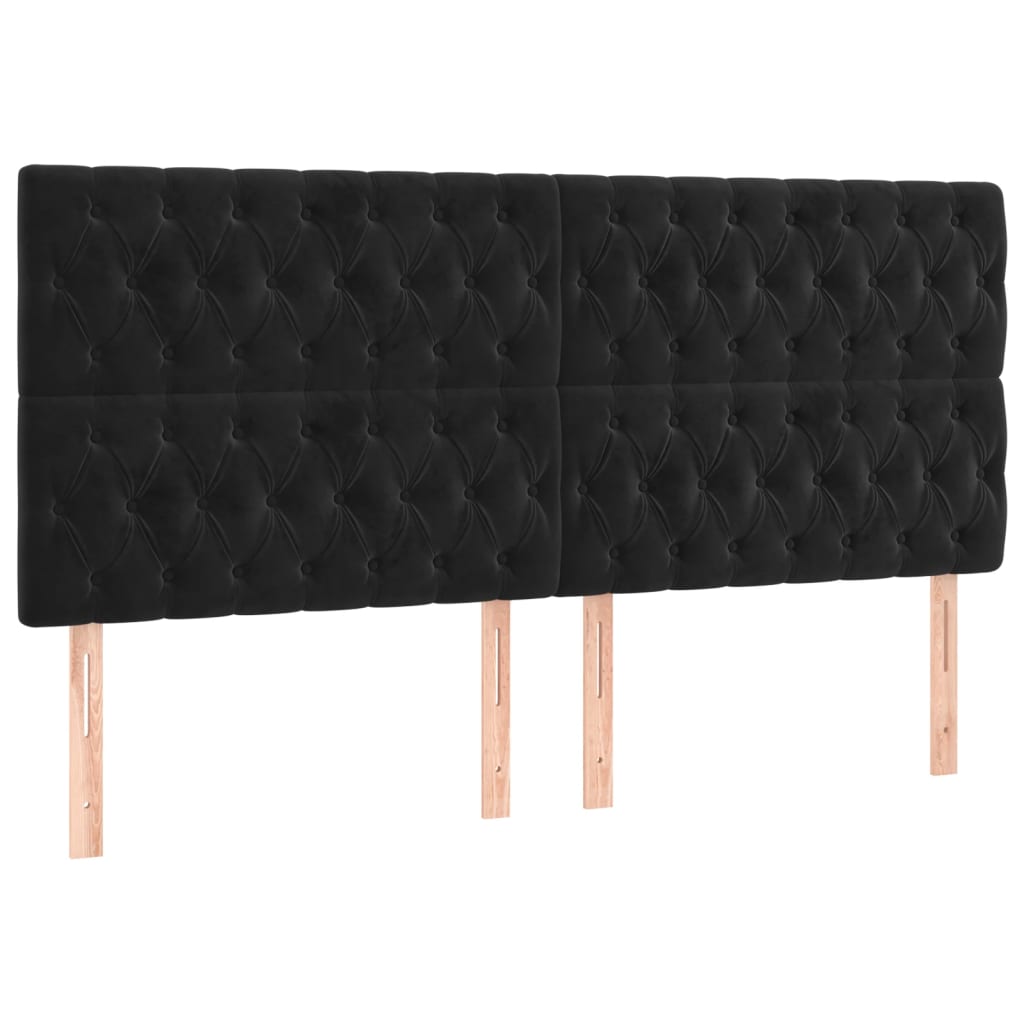 Bedframe zonder matras 200x200 cm fluweel zwart is nu te koop bij PeponiXL, paradijselijk wonen!