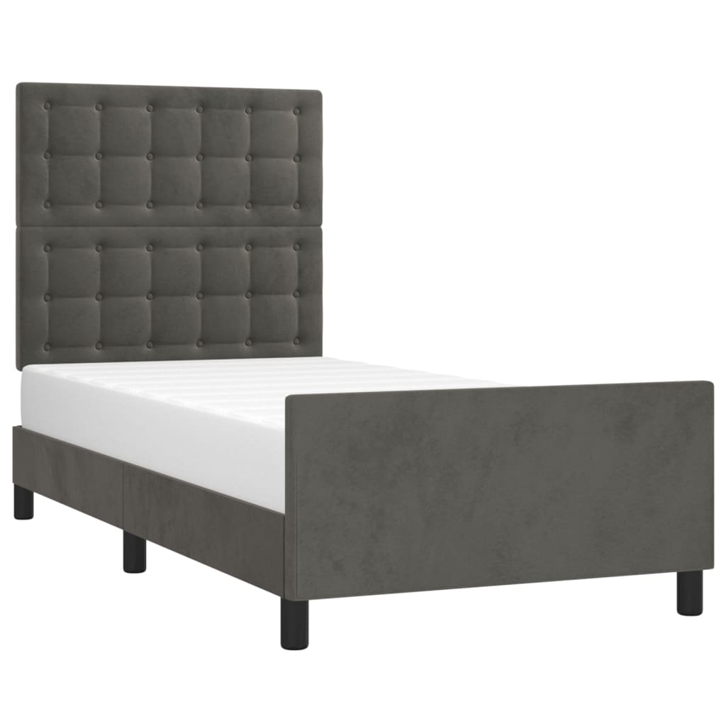 Bedframe zonder matras 100x200 cm fluweel donkergrijs is nu te koop bij PeponiXL, paradijselijk wonen!