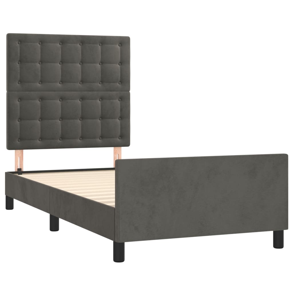 Bedframe zonder matras 100x200 cm fluweel donkergrijs is nu te koop bij PeponiXL, paradijselijk wonen!