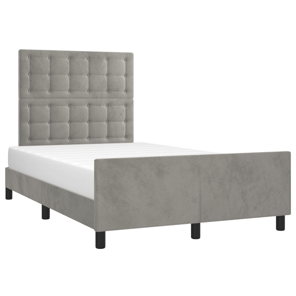 Bedframe zonder matras 120x200 cm fluweel lichtgrijs is nu te koop bij PeponiXL, paradijselijk wonen!