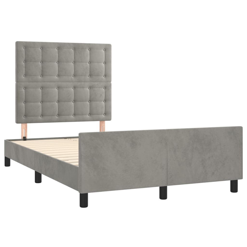 Bedframe zonder matras 120x200 cm fluweel lichtgrijs is nu te koop bij PeponiXL, paradijselijk wonen!