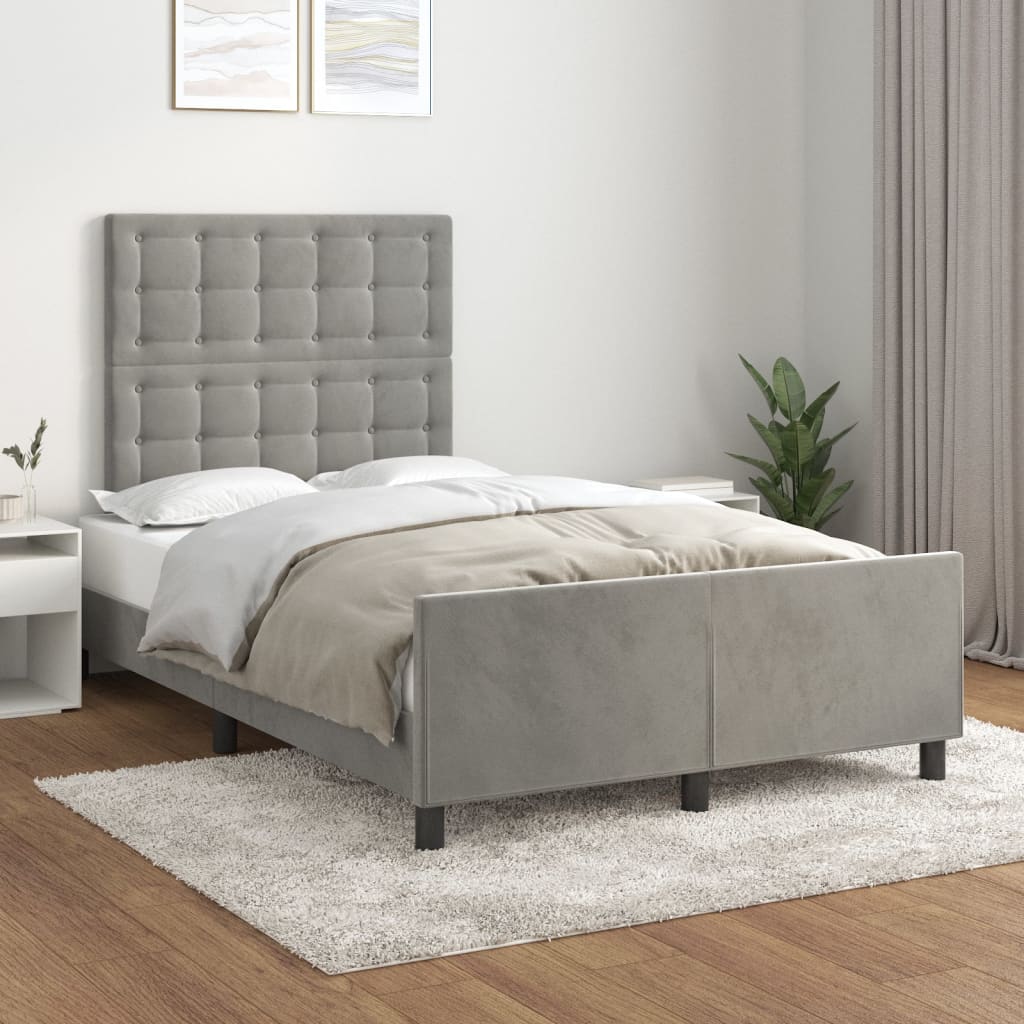 Bedframe zonder matras 120x200 cm fluweel lichtgrijs is nu te koop bij PeponiXL, paradijselijk wonen!