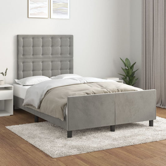 Bedframe zonder matras 120x200 cm fluweel lichtgrijs is nu te koop bij PeponiXL, paradijselijk wonen!