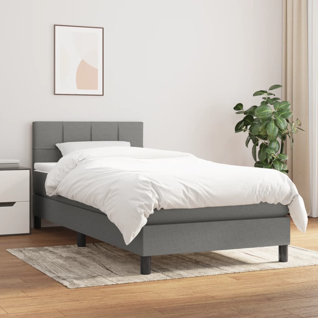Boxspring met matras stof donkergrijs 80x200 cm is nu te koop bij PeponiXL, paradijselijk wonen!