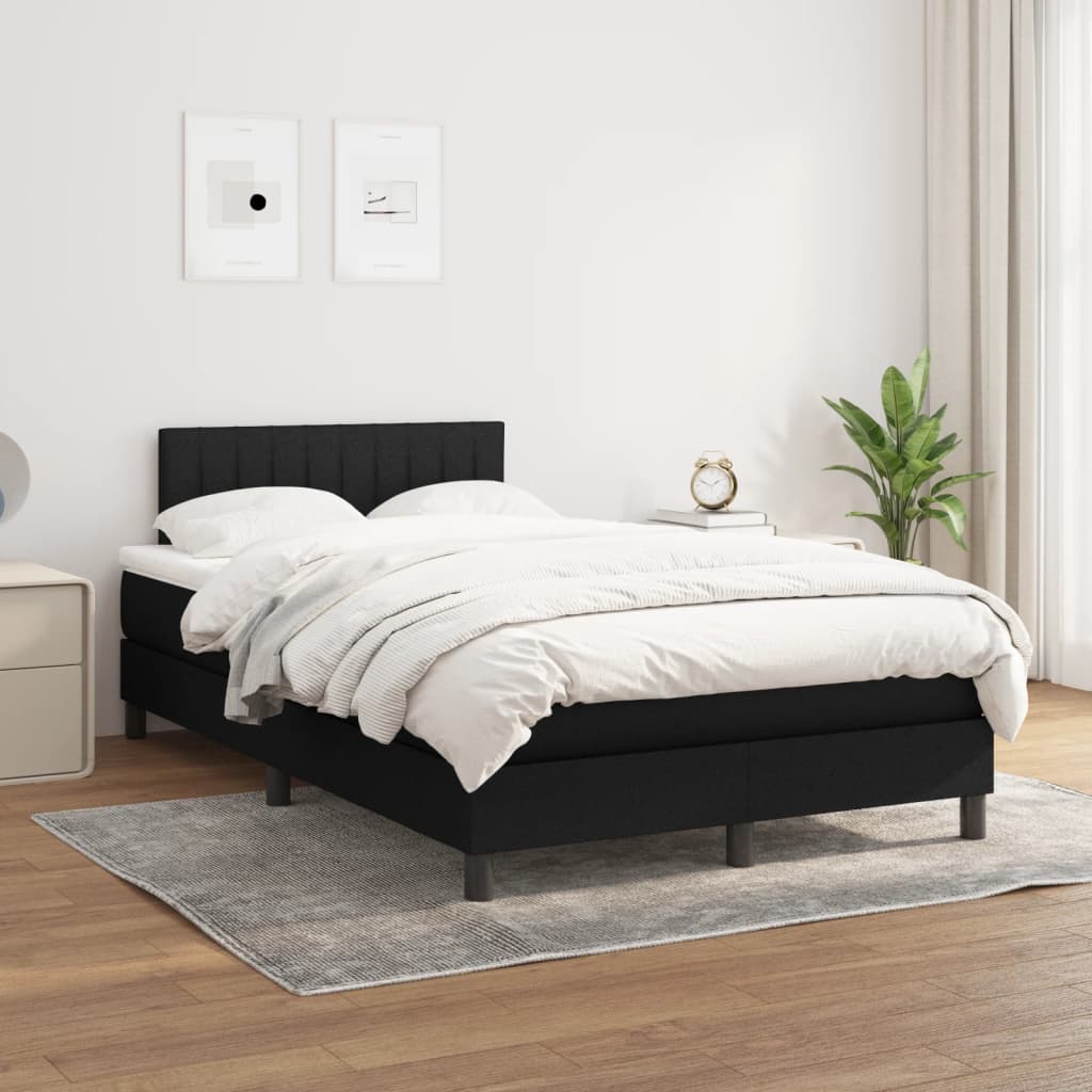 Boxspring met matras stof zwart 120x200 cm is nu te koop bij PeponiXL, paradijselijk wonen!