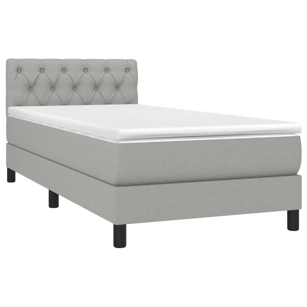 Boxspring met matras stof lichtgrijs 80x200 cm is nu te koop bij PeponiXL, paradijselijk wonen!