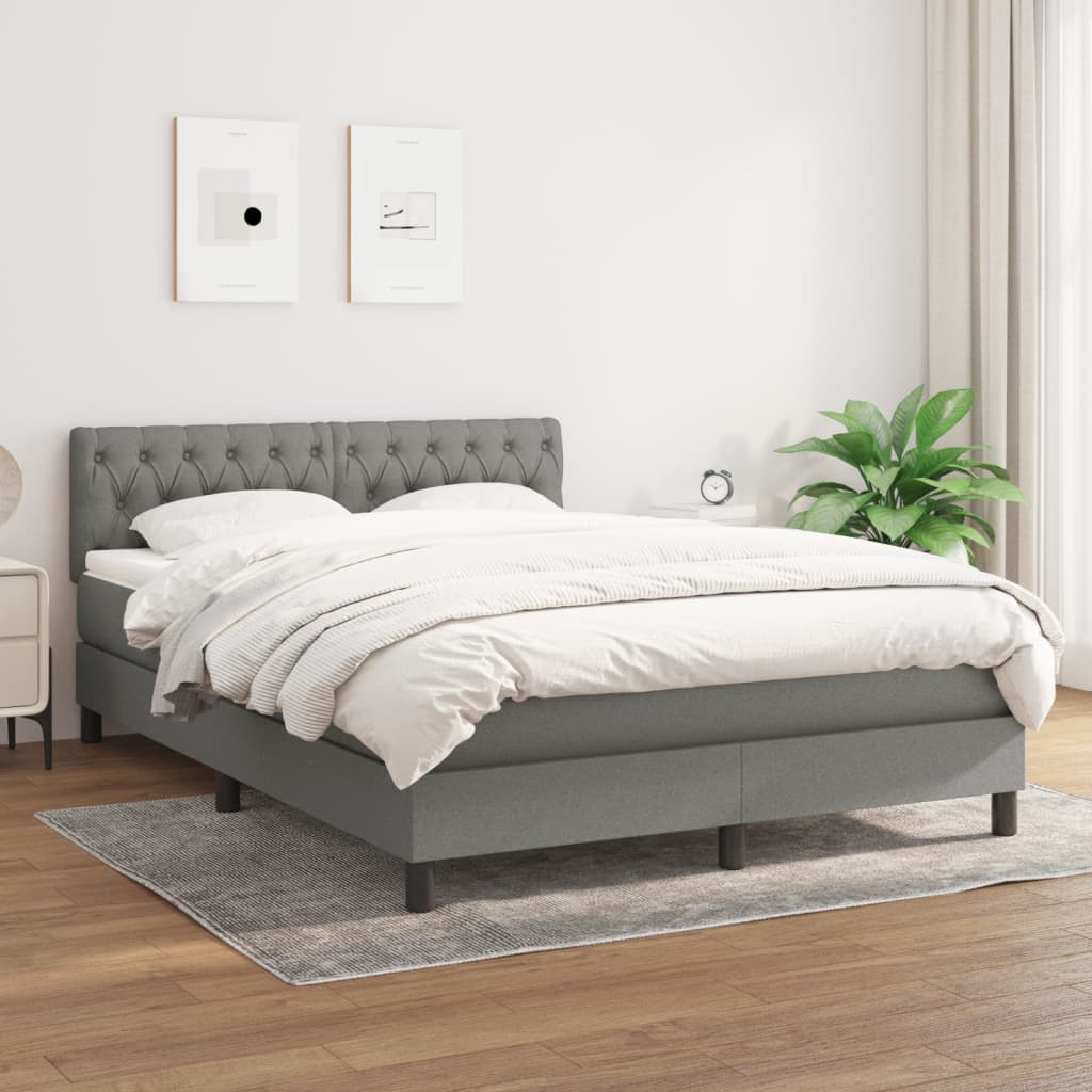 Boxspring met matras stof donkergrijs 140x200 cm is nu te koop bij PeponiXL, paradijselijk wonen!