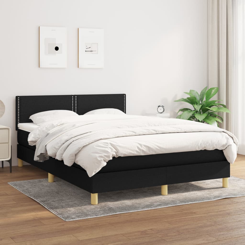 Boxspring met matras stof zwart 140x190 cm is nu te koop bij PeponiXL, paradijselijk wonen!