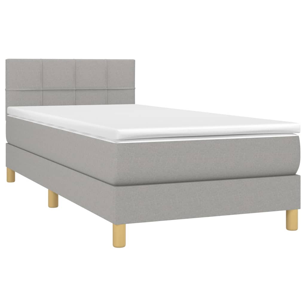 Boxspring met matras stof lichtgrijs 80x200 cm is nu te koop bij PeponiXL, paradijselijk wonen!