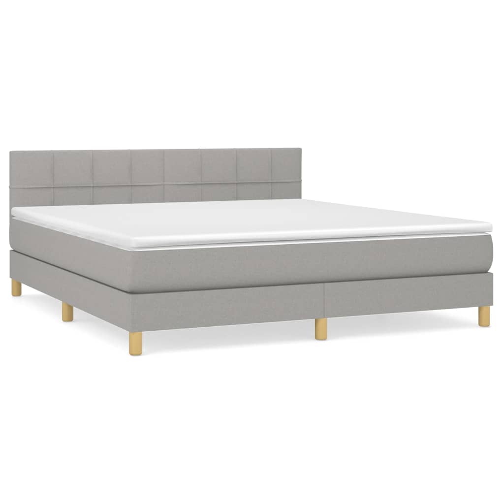 Boxspring met matras stof lichtgrijs 160x200 cm is nu te koop bij PeponiXL, paradijselijk wonen!