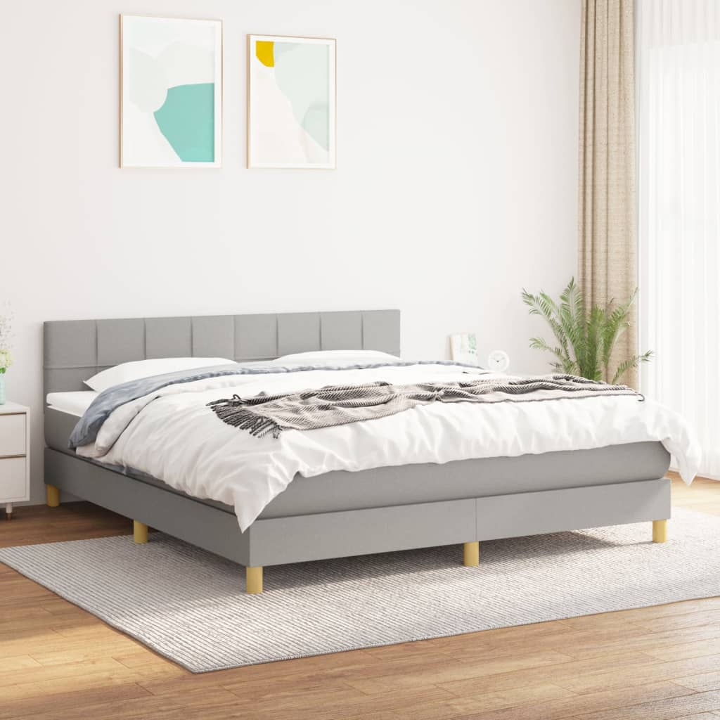 Boxspring met matras stof lichtgrijs 160x200 cm is nu te koop bij PeponiXL, paradijselijk wonen!