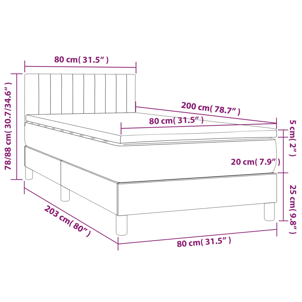 Boxspring met matras stof zwart 80x200 cm is nu te koop bij PeponiXL, paradijselijk wonen!