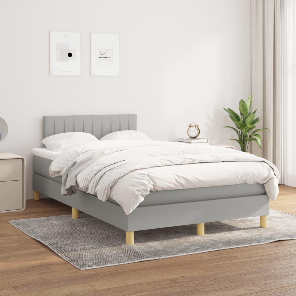 Boxspring met matras stof lichtgrijs 120x200 cm is nu te koop bij PeponiXL, paradijselijk wonen!