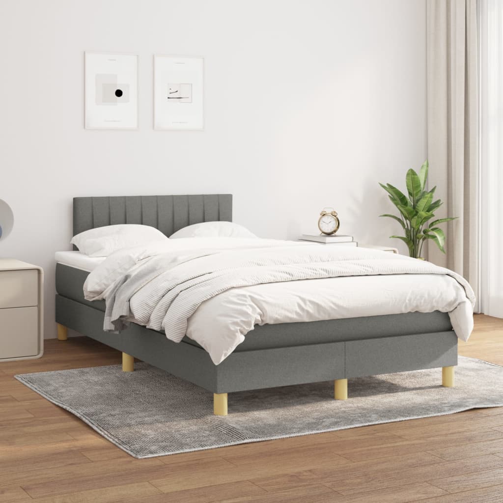 Boxspring met matras stof donkergrijs 120x200 cm is nu te koop bij PeponiXL, paradijselijk wonen!