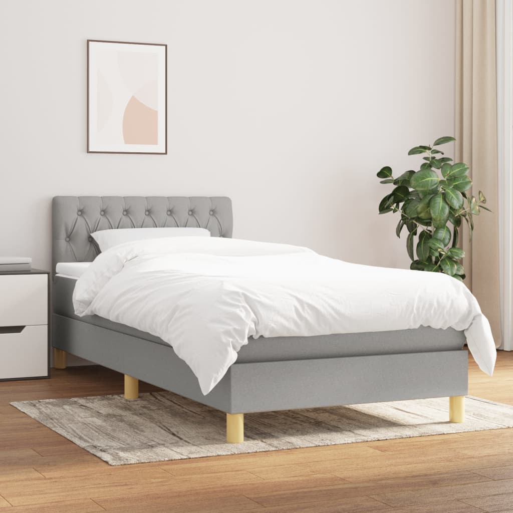 Boxspring met matras stof lichtgrijs 80x200 cm is nu te koop bij PeponiXL, paradijselijk wonen!
