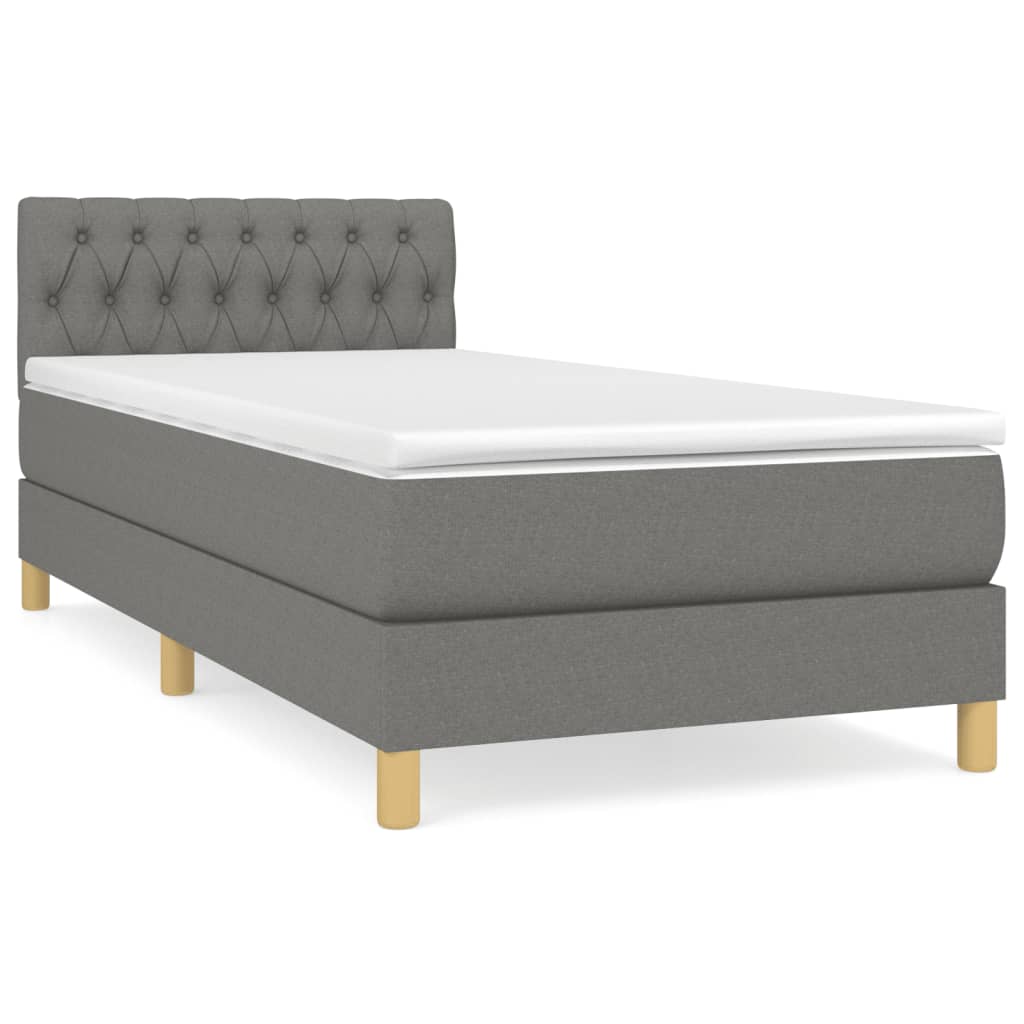 Boxspring met matras stof donkergrijs 90x200 cm is nu te koop bij PeponiXL, paradijselijk wonen!