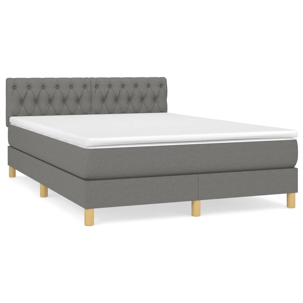 Boxspring met matras stof donkergrijs 140x190 cm is nu te koop bij PeponiXL, paradijselijk wonen!