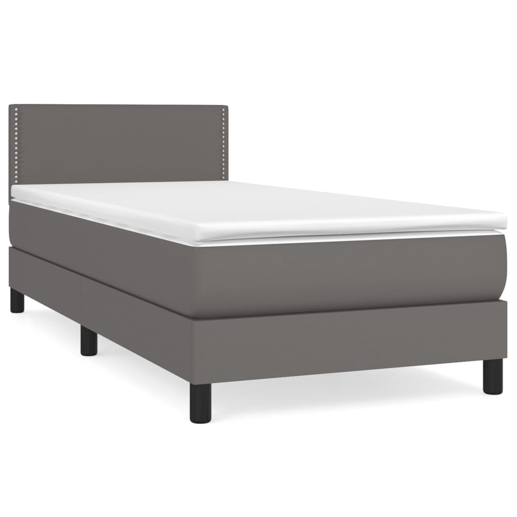 Boxspring met matras kunstleer grijs 80x200 cm is nu te koop bij PeponiXL, paradijselijk wonen!