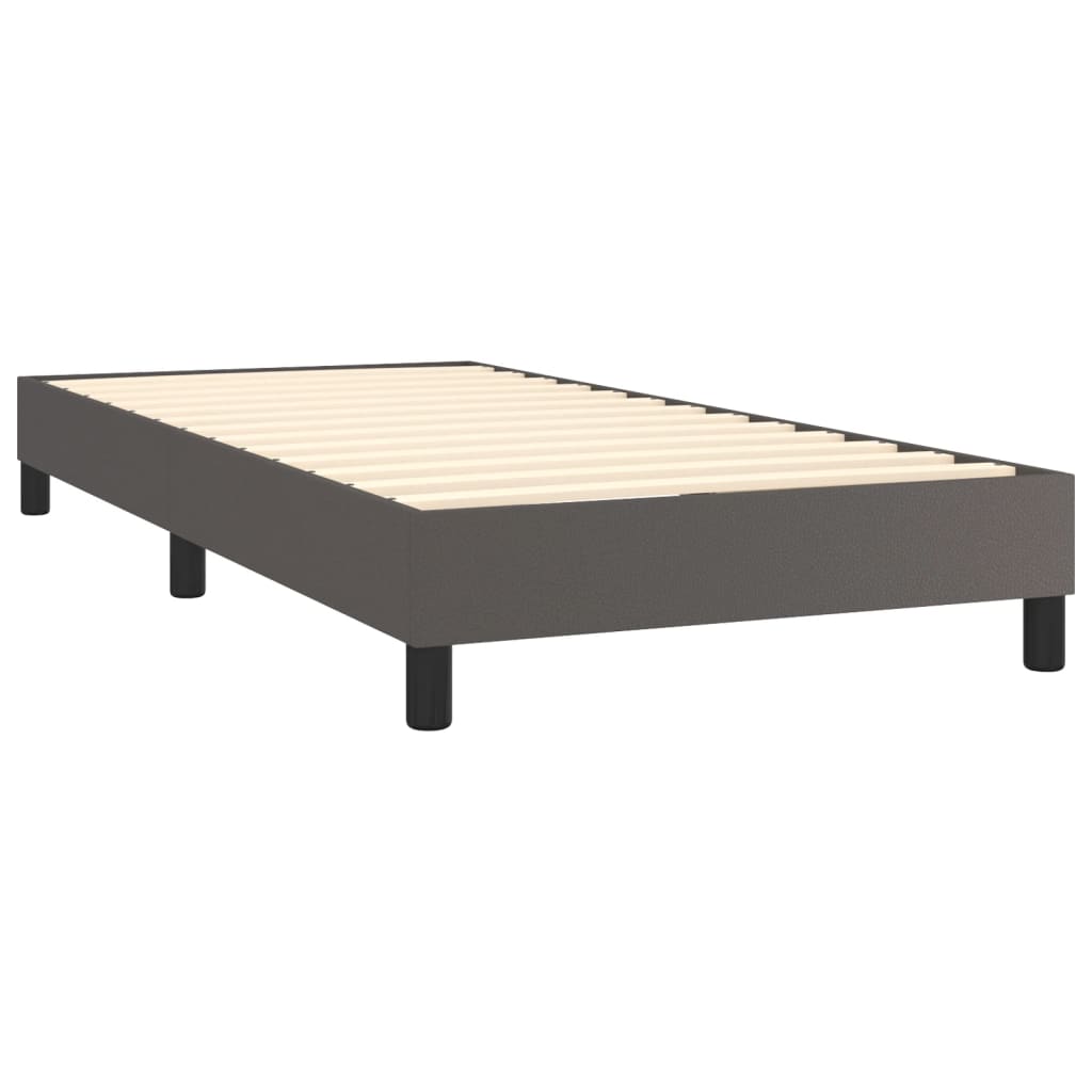Boxspring met matras kunstleer grijs 80x200 cm is nu te koop bij PeponiXL, paradijselijk wonen!