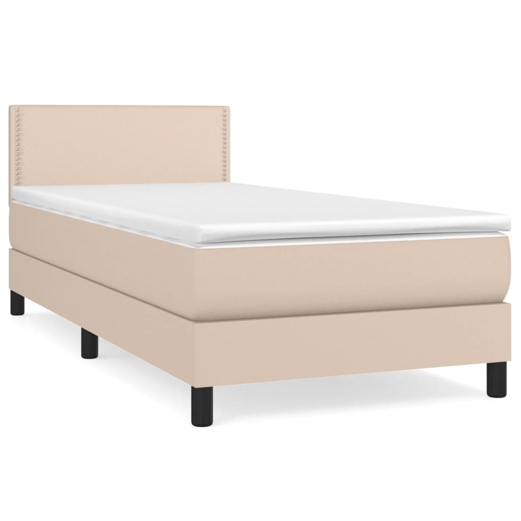 Boxspring met matras kunstleer cappuccinokleurig 80x200 cm is nu te koop bij PeponiXL, paradijselijk wonen!