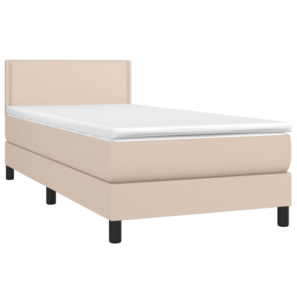 Boxspring met matras kunstleer cappuccinokleurig 80x200 cm is nu te koop bij PeponiXL, paradijselijk wonen!