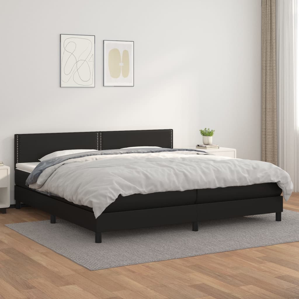 Boxspring met matras kunstleer zwart 200x200 cm is nu te koop bij PeponiXL, paradijselijk wonen!