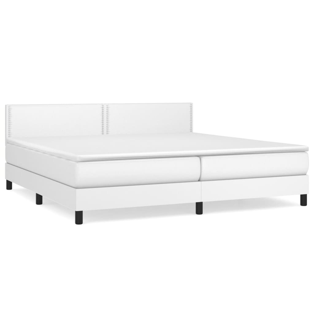 Boxspring met matras kunstleer wit 200x200 cm is nu te koop bij PeponiXL, paradijselijk wonen!