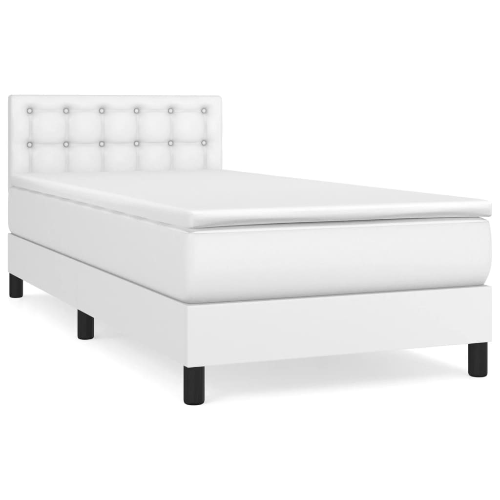 Boxspring met matras kunstleer wit 80x200 cm is nu te koop bij PeponiXL, paradijselijk wonen!