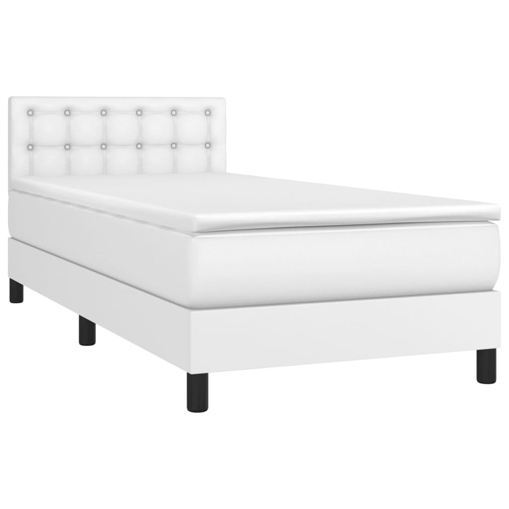 Boxspring met matras kunstleer wit 80x200 cm is nu te koop bij PeponiXL, paradijselijk wonen!