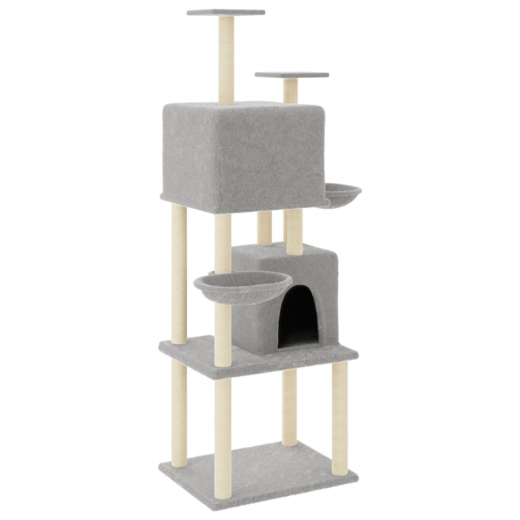 Kattenmeubel met sisal krabpalen 180 cm lichtgrijs is nu te koop bij PeponiXL, paradijselijk wonen!