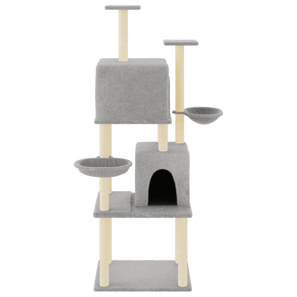 Kattenmeubel met sisal krabpalen 180 cm lichtgrijs is nu te koop bij PeponiXL, paradijselijk wonen!