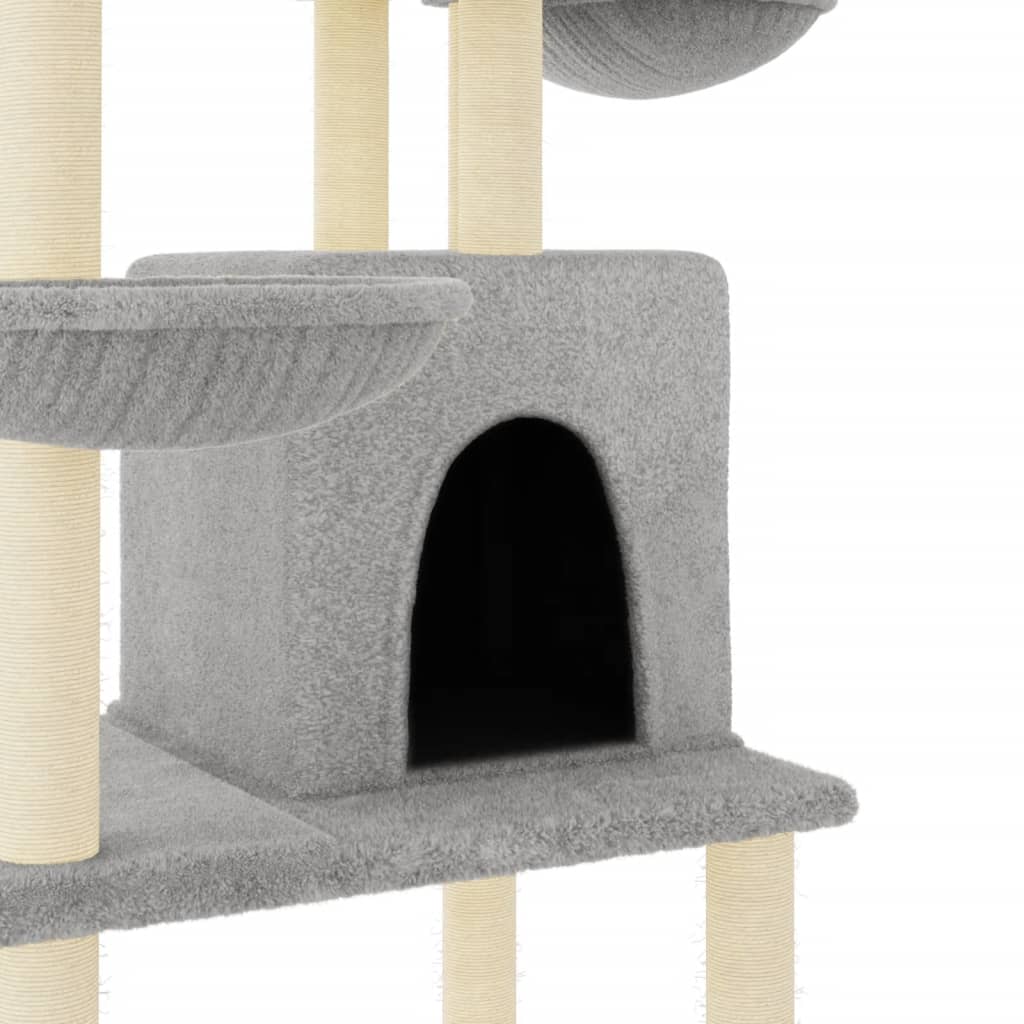 Kattenmeubel met sisal krabpalen 180 cm lichtgrijs is nu te koop bij PeponiXL, paradijselijk wonen!