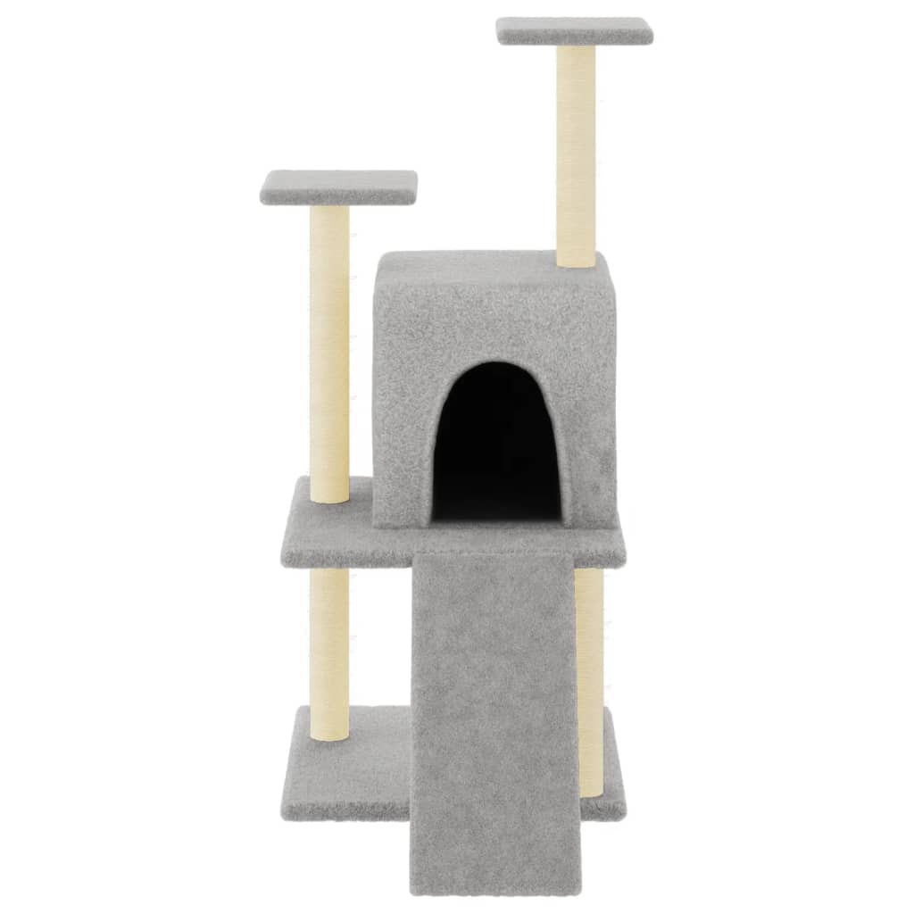 Kattenmeubel met sisal krabpalen 110 cm lichtgrijs is nu te koop bij PeponiXL, paradijselijk wonen!