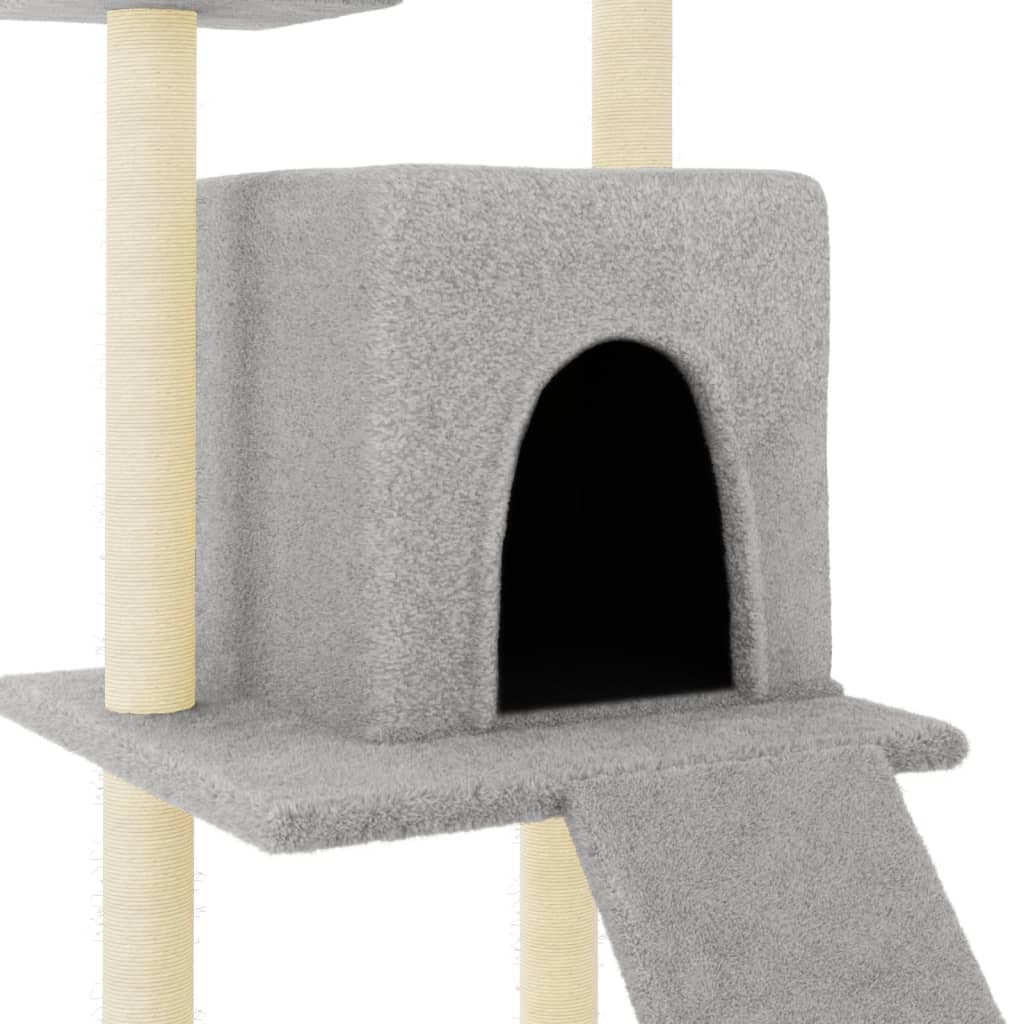 Kattenmeubel met sisal krabpalen 110 cm lichtgrijs is nu te koop bij PeponiXL, paradijselijk wonen!
