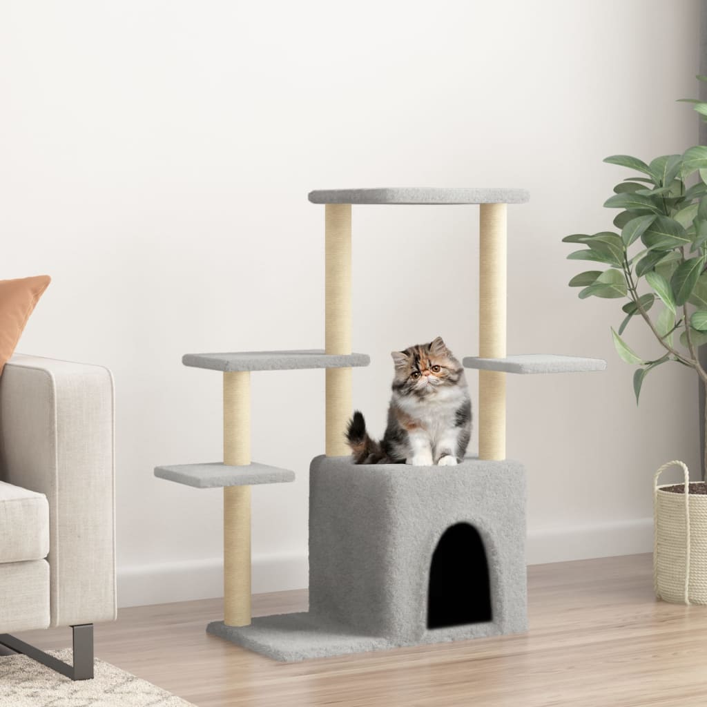 Kattenmeubel met sisal krabpalen 97,5 cm lichtgrijs is nu te koop bij PeponiXL, paradijselijk wonen!