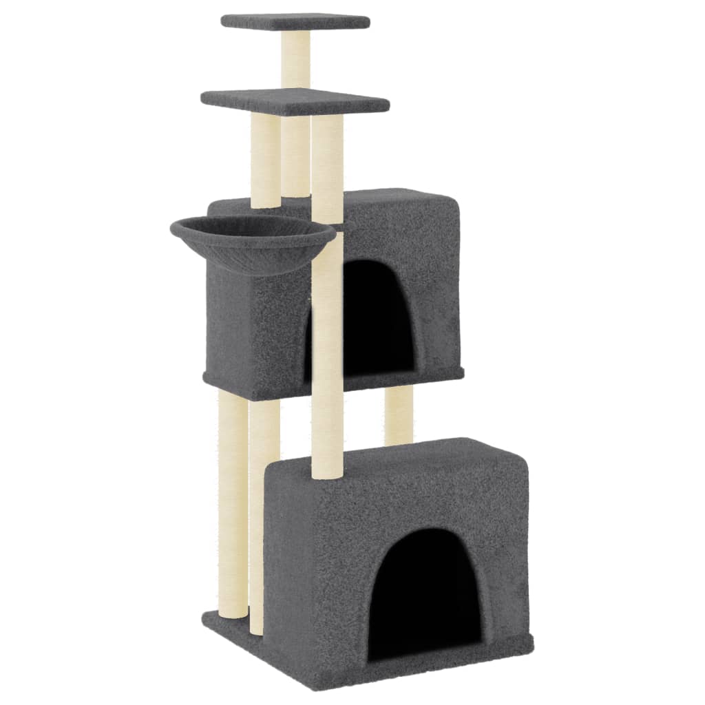 Kattenmeubel met sisal krabpalen 122 cm donkergrijs is nu te koop bij PeponiXL, paradijselijk wonen!