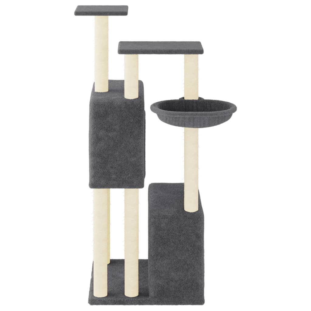 Kattenmeubel met sisal krabpalen 122 cm donkergrijs is nu te koop bij PeponiXL, paradijselijk wonen!