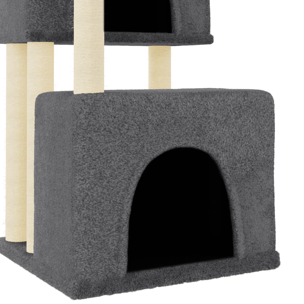 Kattenmeubel met sisal krabpalen 122 cm donkergrijs is nu te koop bij PeponiXL, paradijselijk wonen!