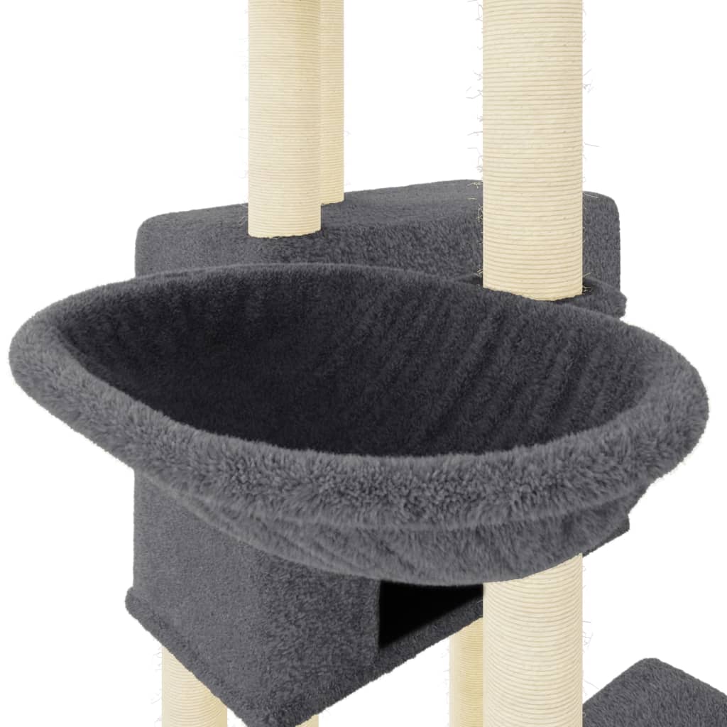 Kattenmeubel met sisal krabpalen 122 cm donkergrijs is nu te koop bij PeponiXL, paradijselijk wonen!