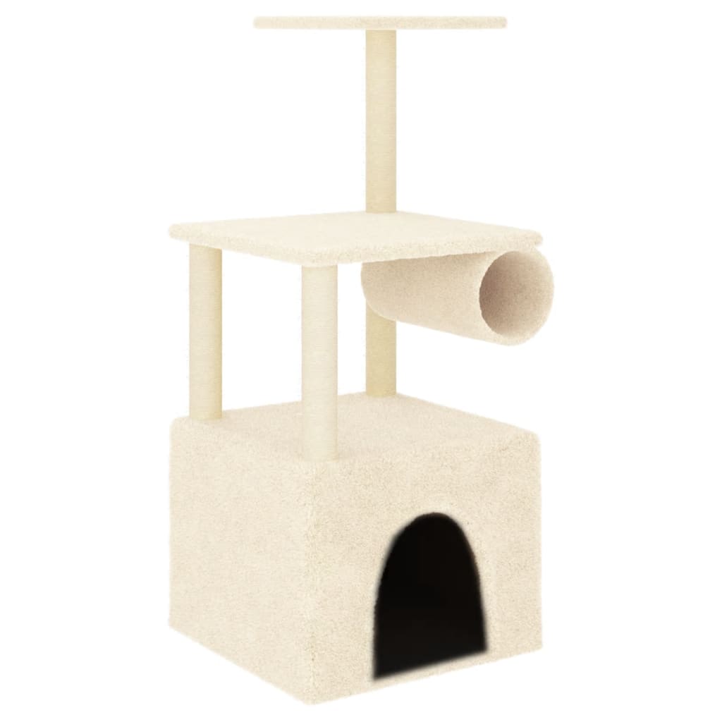 Kattenmeubel met sisal krabpalen 109,5 cm crèmekleurig is nu te koop bij PeponiXL, paradijselijk wonen!