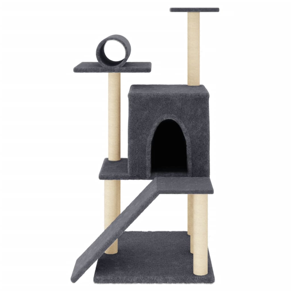Kattenmeubel met sisal krabpalen 110,5 cm donkergrijs is nu te koop bij PeponiXL, paradijselijk wonen!