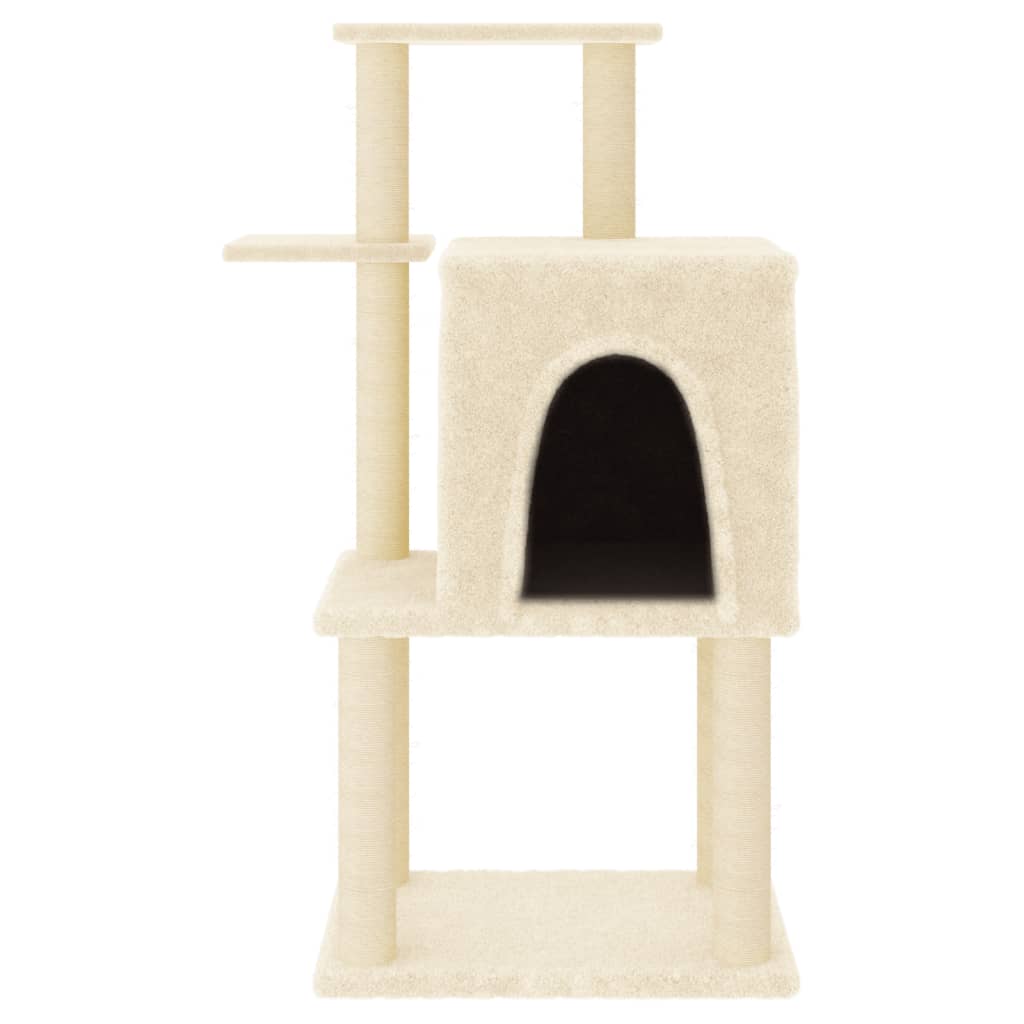 Kattenmeubel met sisal krabpalen 97 cm crèmekleurig is nu te koop bij PeponiXL, paradijselijk wonen!